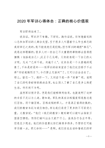 2020年军训心得体会正确的核心价值观