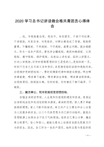 2020学习总书记讲话做合格共青团员心得体会