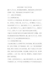 村党支部第一书记工作总结