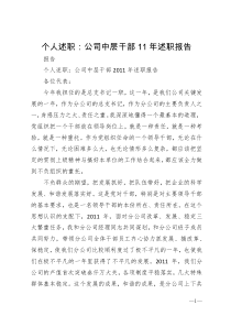 个人述职公司中层干部11年述职报告
