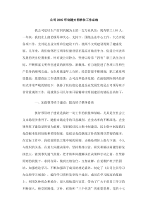 公司2009年创建文明单位工作总结