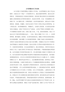 公司质量安全工作总结