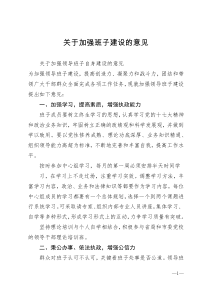 关于加强班子建设的意见