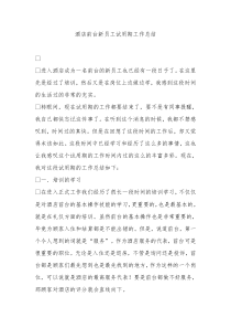 酒店前台新员工试用期工作总结