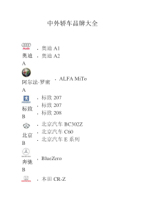 中外轿车品牌大全
