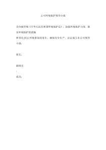 企业环境保护领导小组及制度(参考)