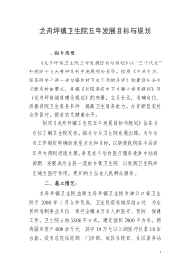 龙舟坪镇卫生院五年发展目标和规划