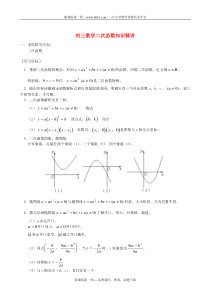 初三数学二次函数知识精讲