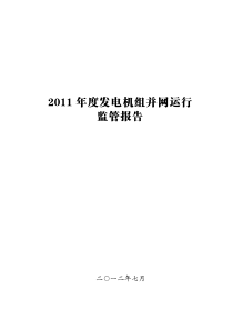 XXXX年度发电机组并网运行监管报告