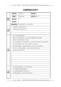 品牌管理职位说明书