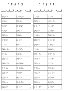 小学数学二年级上册混合运算口算题