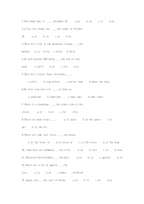 初中英语语法专项练习-介词