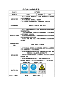 用岗位安全应急处置卡(每个岗位2份)