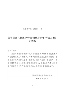 萌水中学“新时代好少年”评选活动方案