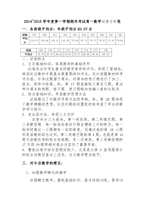 2014-2015学年度第一学期期末考试高一数学试卷分析