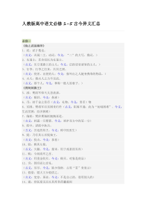 人教版高中语文必修1-5古今异义汇总