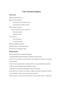 新编实用英语综合教程2--Unit-1-Invitation-Etiquette教案