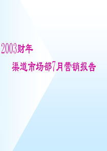 渠道市场部7月营销报告