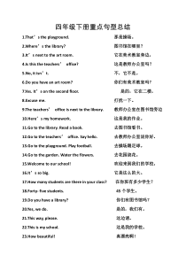 新版PEP四年级下册重点句型复习总结