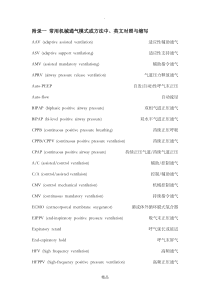 呼吸机相关词汇