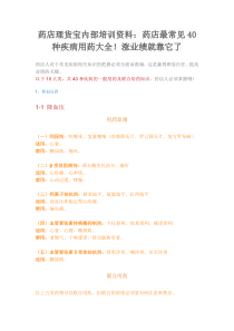 药店最常见40种疾病用药大全