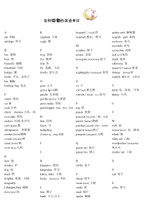 各种动物的英语单词
