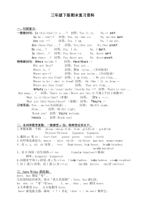 三年级英语句型与语法归纳