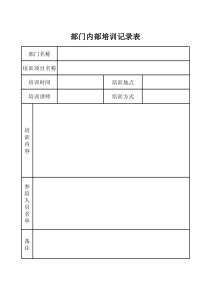 部门内部培训记录表