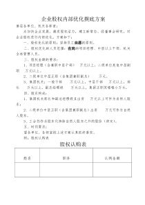 企业股权内部优化摸底方案