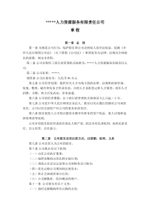 人力资源服务公司章程参考用