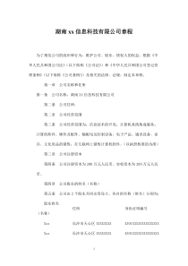 湖南XX信息科技有限公司章程