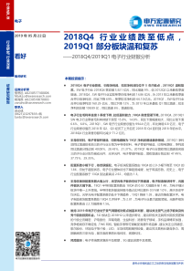 2018Q42019Q1电子行业财报分析2018Q4行业业绩跌至低点2019Q1部分板块温和复苏