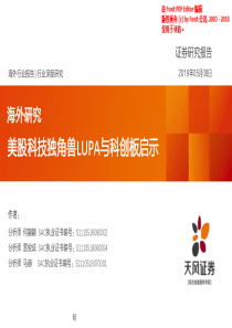 海外研究美股科技独角兽LUPA与科创板启示20190508天风证券76页