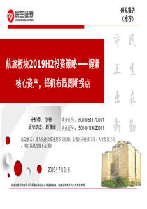 餐饮旅游行业航旅板块2019H2投资策略握紧核心资产择机布局周期拐点20190701民生证券28页