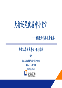 银行业中期投资策略大行还是优质中小行20190515安信证券36页