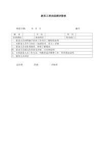 新员工培训成绩评核表