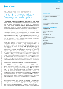 巴克莱美股医疗保健行业2018年Q4美国生命科学与诊断10K预览产业要点与模型更新201942145