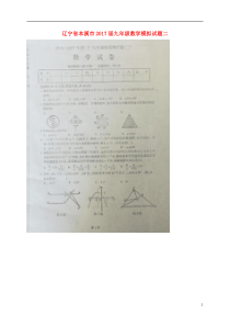 辽宁省本溪市2017届九年级数学模拟试题二答案扫描版