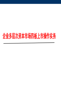 企业多层次资本市场四板上市操作实务