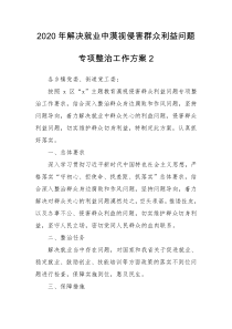 2020年解决就业中漠视侵害群众利益问题专项整治工作方案2