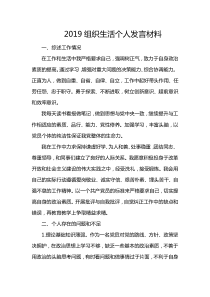 2019组织生活个人发言材料