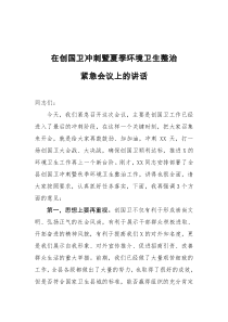 在创国卫冲刺暨夏季环境卫生整治紧急会议上的讲话