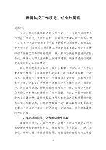 [doc文档可编辑]疫情防控工作领导小组会议讲话