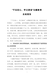 [doc文档可编辑]不忘初心牢记使命主题教育总结报告