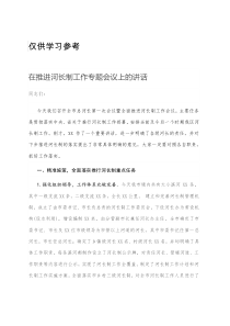 在推进河长制工作专题会议上的讲话