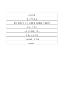 我国钢铁产业上市公司资本结构影响因素研究