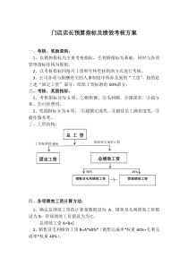 门店店长预算指标及绩效考核方案