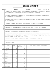 店面装修预算(范本)