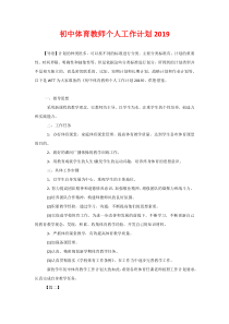 初中体育教师个人工作计划2020
