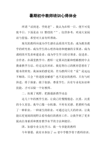 暑期初中教师培训心得体会